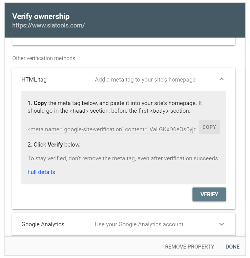 HTML Etiketi Doğrulama Google Search Console